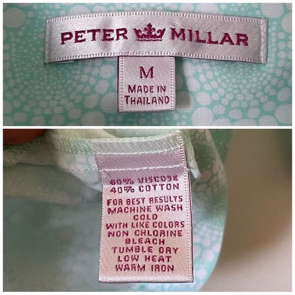 Peter Millar Sea Green printed button down shirt preowned size Medium - Picture 5 of 5